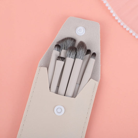 8 Pieces Cute Brushes With Leather Pouch
