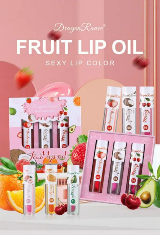 3 Pcs Dragon Ranee Natural Moisturizing & Long Lasting Lip Oil