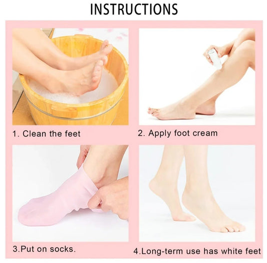 01 Pair – Silicone Foot Care Socks Anti Cracking Moisturizing Gel Socks Cracked Dead Skin Remove Protector
